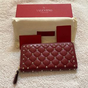 Valentino Rockstud Zip Around Wallet